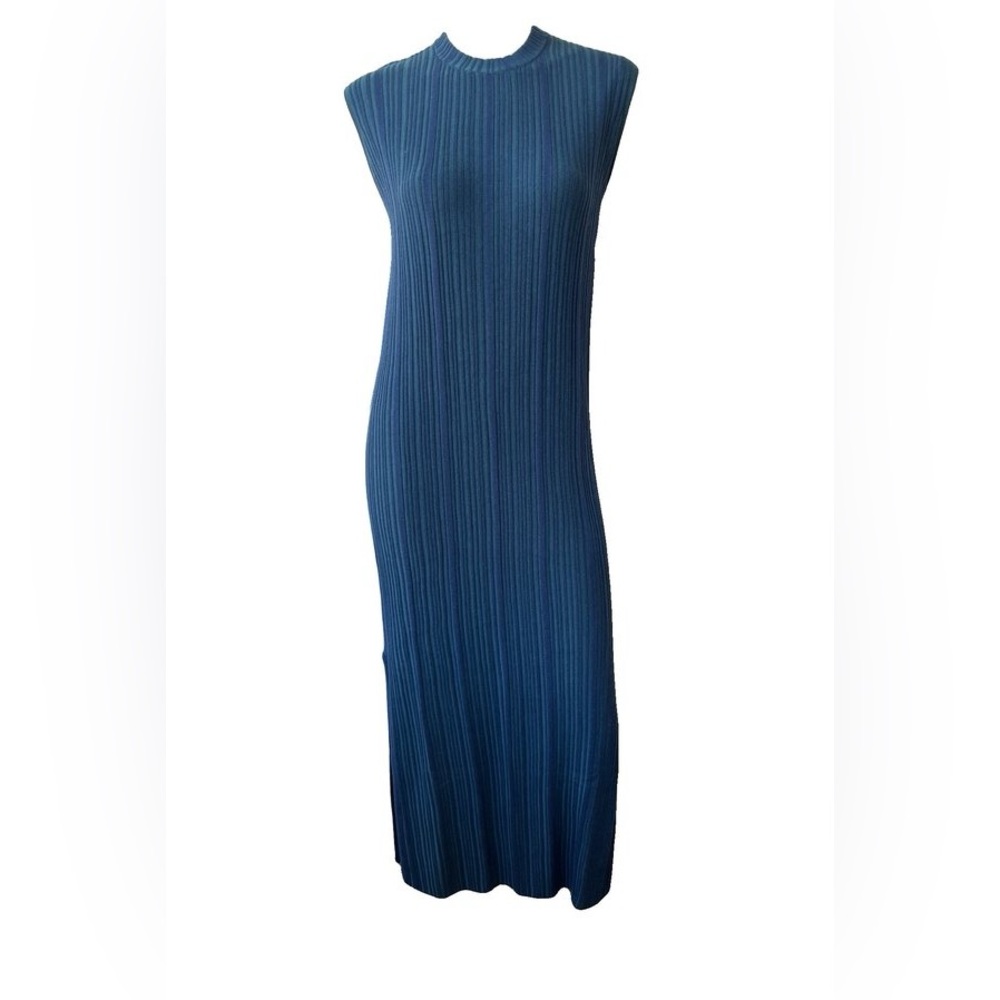 NAADAM Silk & Cashmere Elegant Blue Maxi Dress SZ L NEW WITH TAGS